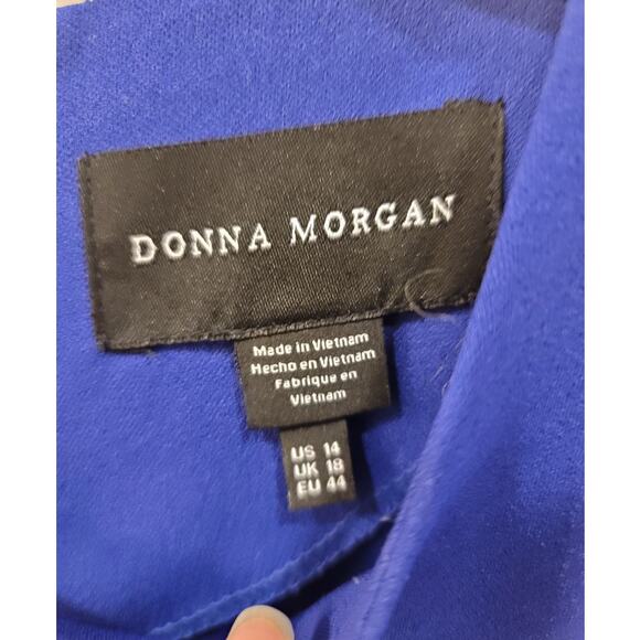 Donna Morgan Blue Long Sleeve Side Drape Dress - Picture 4 of 7